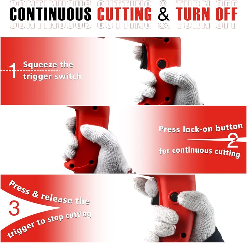 SHALL مقص قطع المعادن الكهربائي، 4.0 أمبير، قاطع صفائح معدنية سلكي، سرعة متغيرة مع رأس دوار بزاوية 360 درجة، قطع مستمر، قطع نظيف لصفائح معدنية بسمك 14GA وفولاذ مقاوم للصدأ بسمك 16GA، 2500 SPM - Image 5